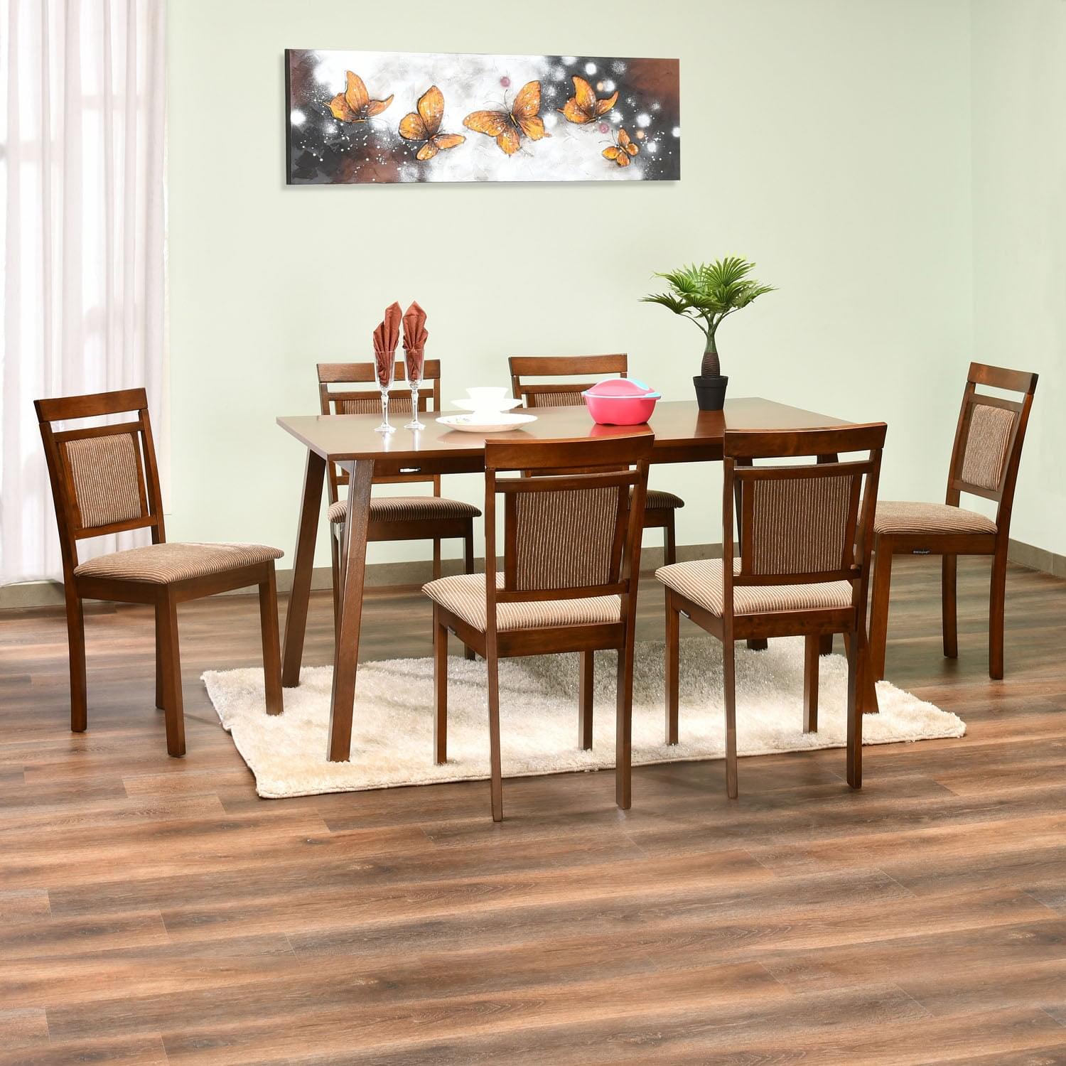 Luxo Nation Harmony Walnut 6-Seater Dining Set